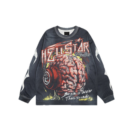 Oversize Illustration Print Long Sleeve T-Shirt WN26571