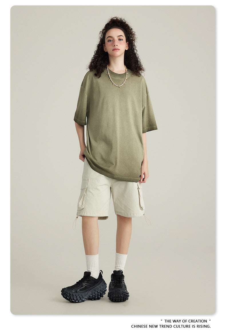 Washed Gradient Pure Cotton Sleeveless T-Shirt WN6075