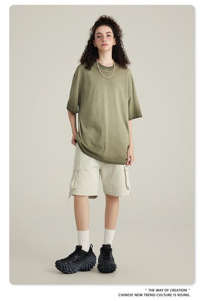 Washed Gradient Pure Cotton Sleeveless T-Shirt WN6075