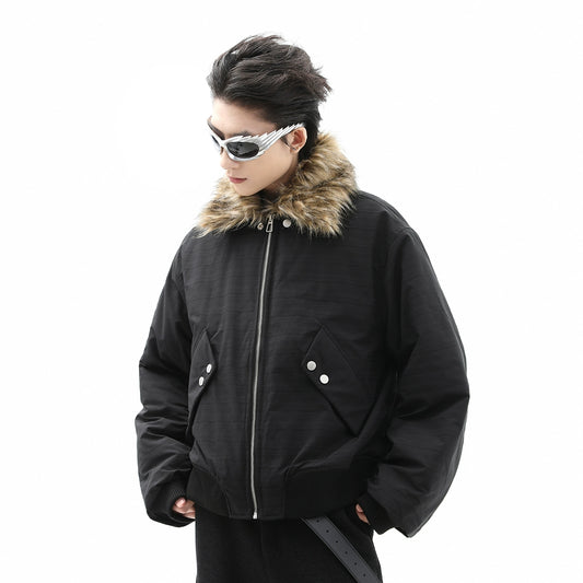 Detachable Fur Collar Thickened Short Utility Puffer Jacket WN10363