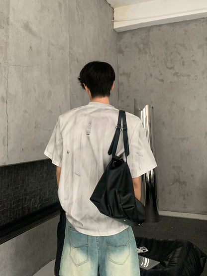 Deconstructed Metal Zipper Design Short Sleeve T-Shirt WN19780