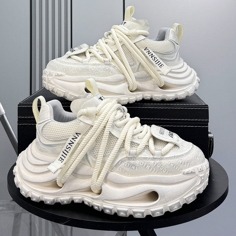 Embroidery Rope Lace Chunky Sole Sneakers WN24689
