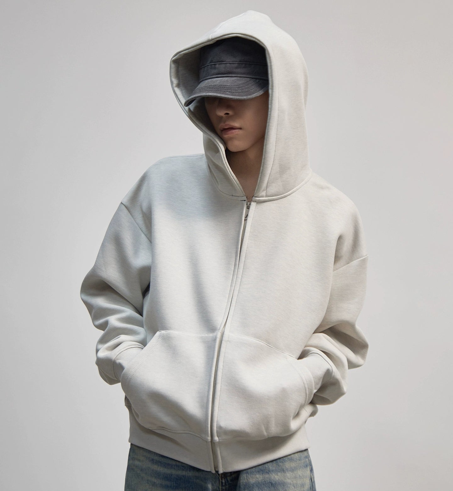 Plain Zip-Up Oversize Hoodie WN21184
