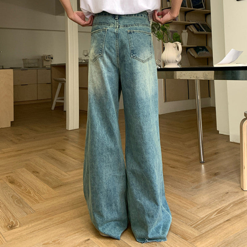 Damage Wide Leg Denim Jeans WN24941
