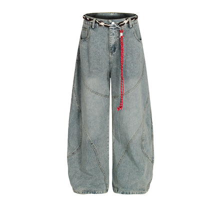 Belt Curved Wide Leg Denim Jeans WN25756
