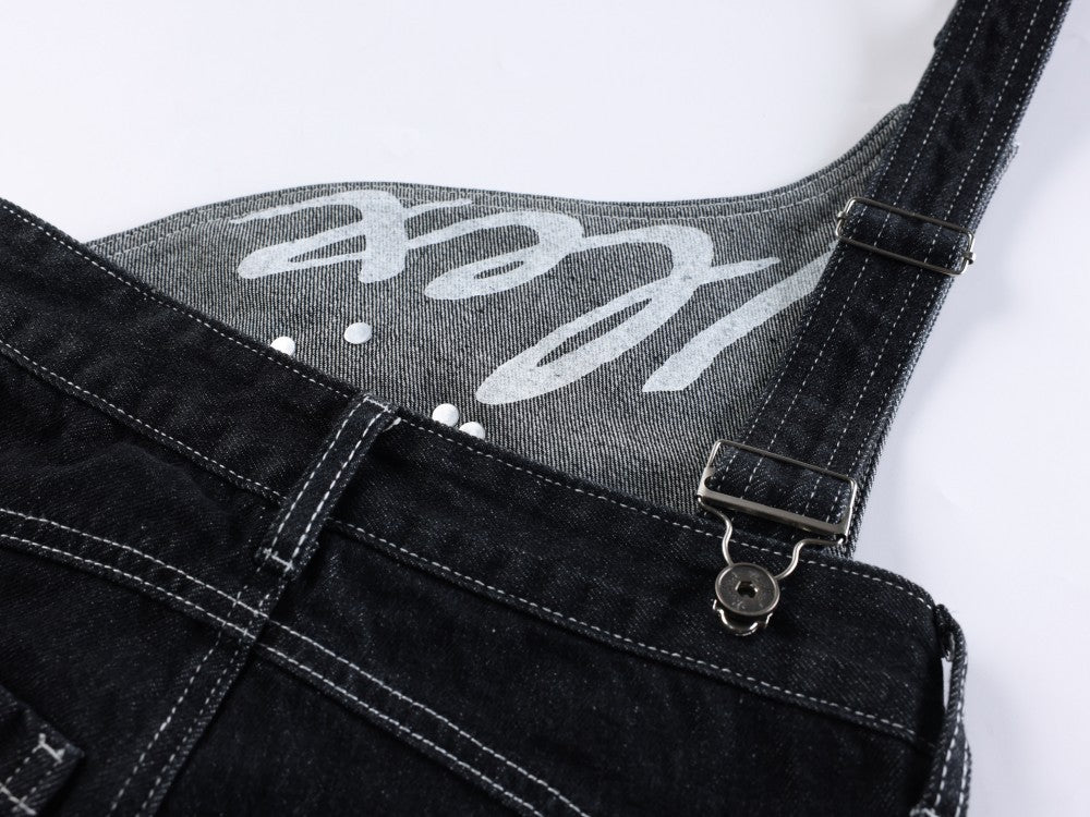 Detachable Suspender Buckle High Waist Wide Leg Denim Jeans WN28001