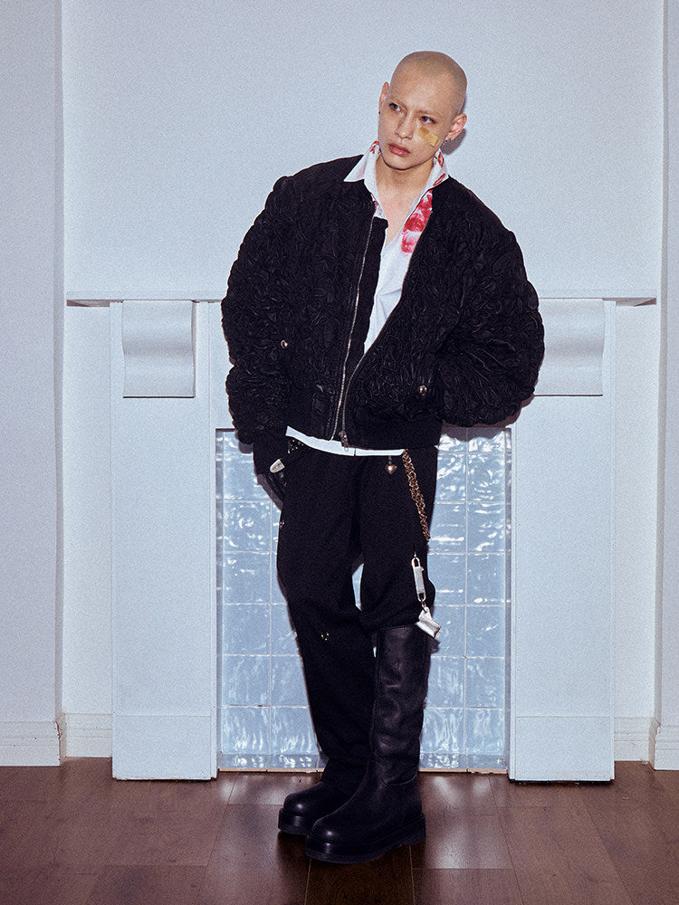 WN27109 Dream Band AW2024 Fall/Winter Punk Straight Round Button Trousers Men's Formal Business Slim Fit Trousers WN27109