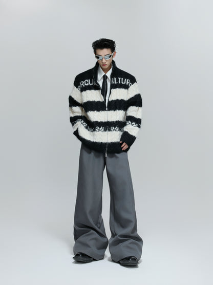 Colorblock Chunky Knit Zipper Cardigan WN21715