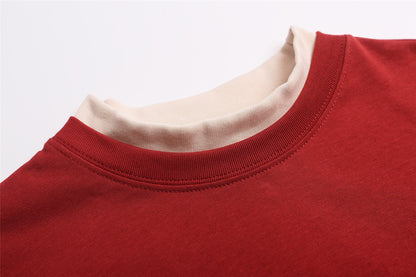 Patchwork Color Block Oversize Long Sleeve T-Shirt WN26936