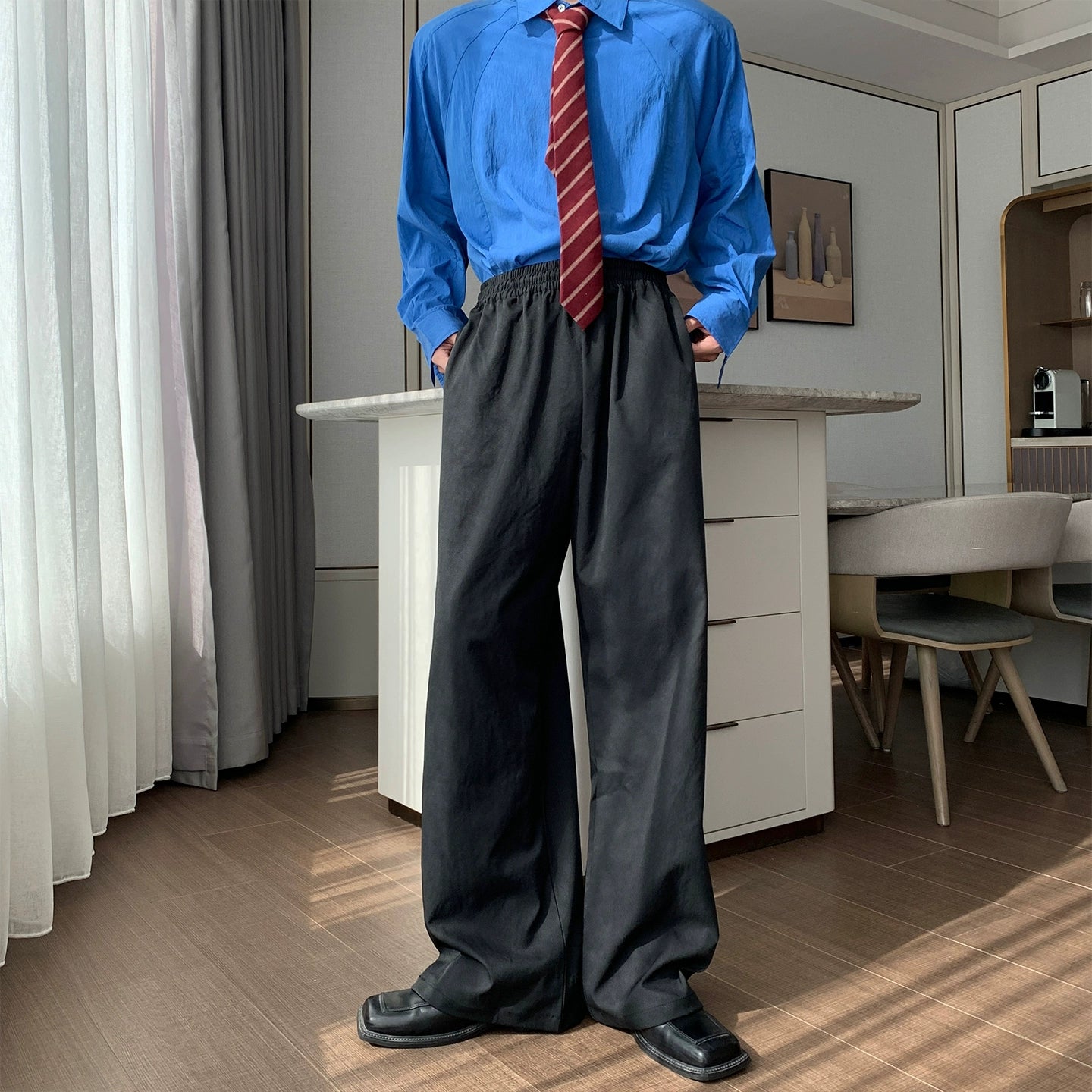 Hooded Zipper Jacket & Wide Leg Pants Setup WN20490