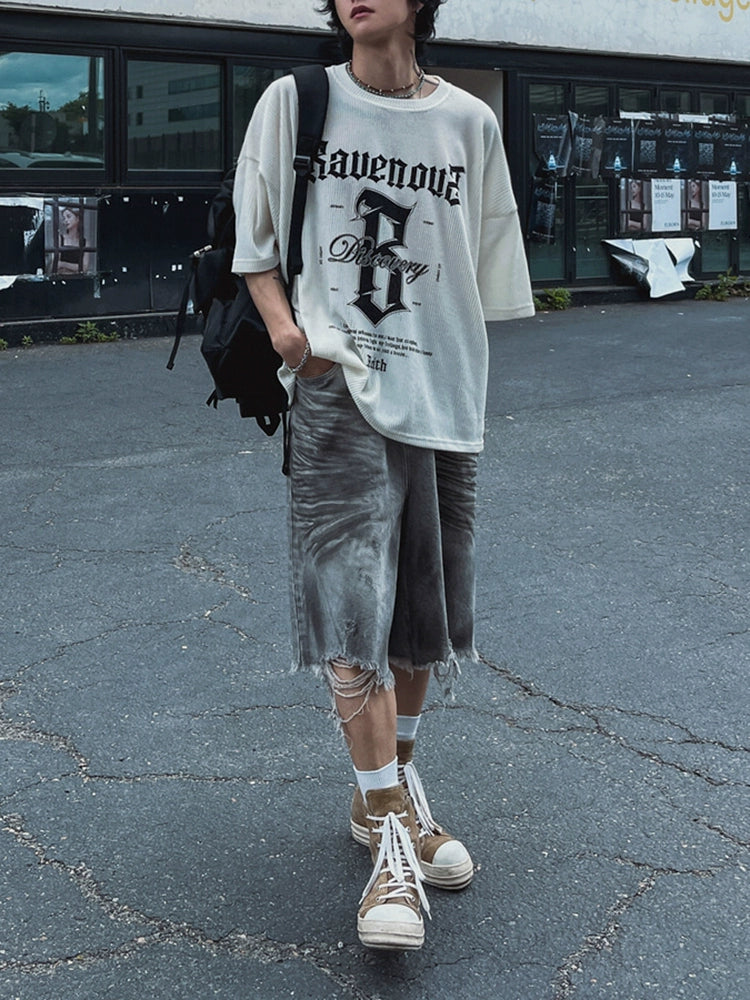 Letter Print Oversize Short Sleeve T-Shirt WN20267