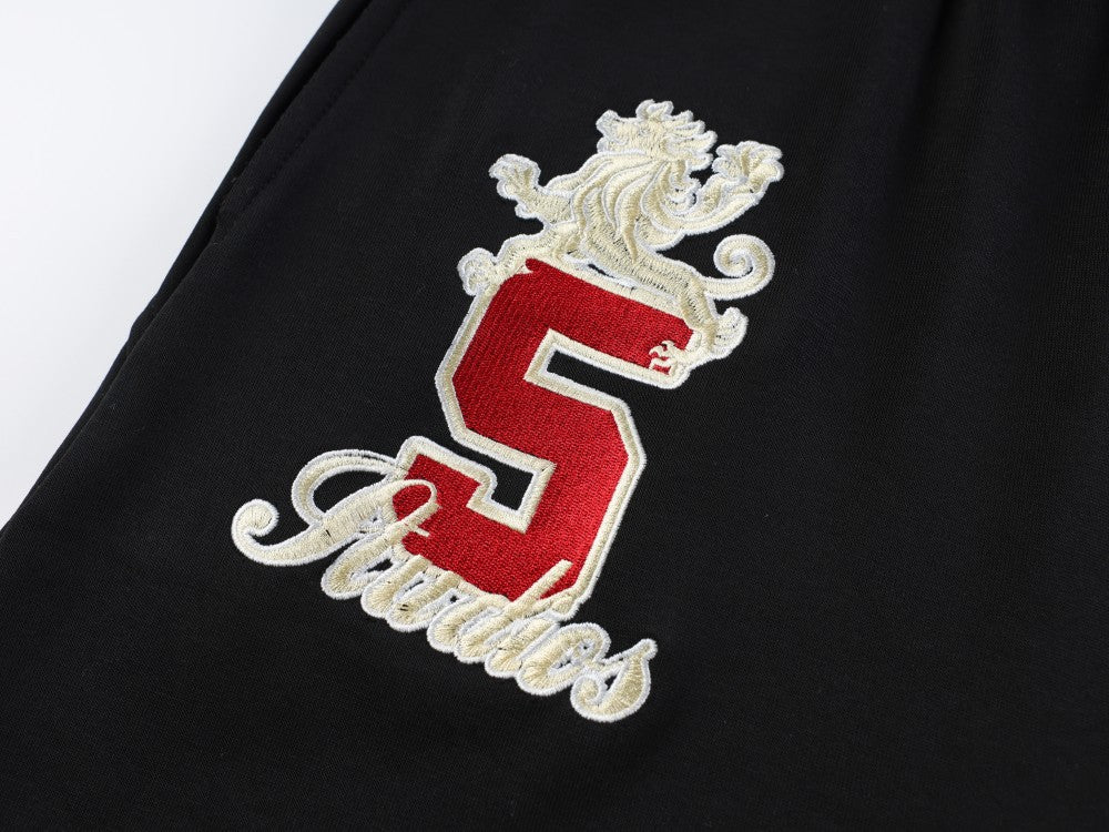 Fake Layered Contrast Waist Embroidery Puff Letter Wide Leg Sweatpants WN27893