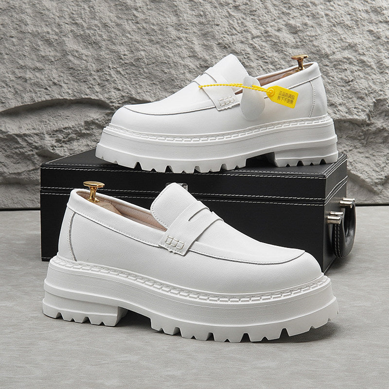 Leather Platform Height Increase Loafers WN24788