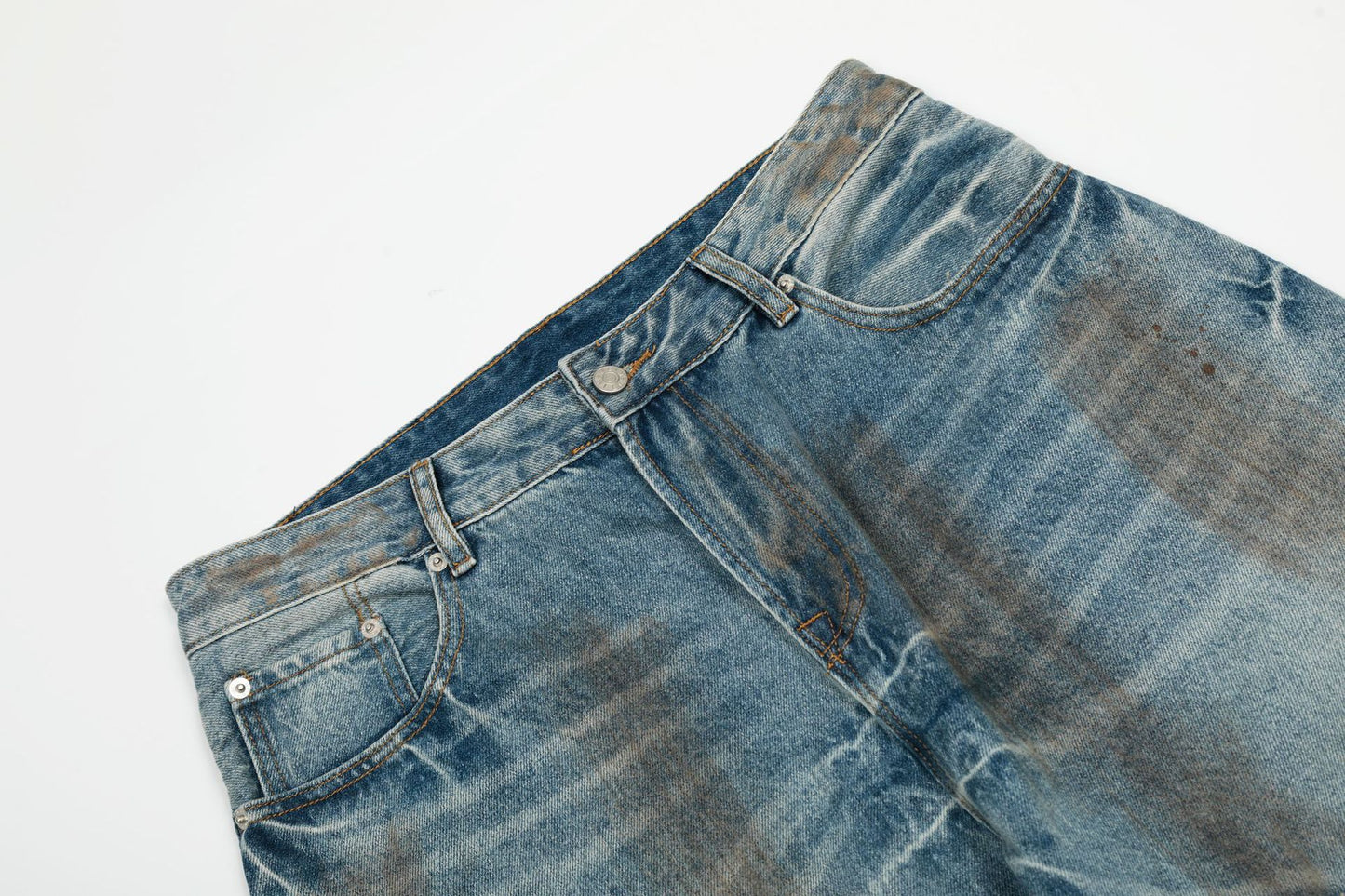 Washed Damage Barrel Denim Jeans WN26080