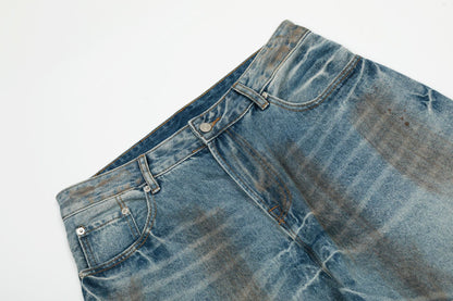 Washed Damage Barrel Denim Jeans WN26080