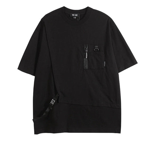Pocket Oversize Round Neck Short Sleeve T-Shirt WN5434
