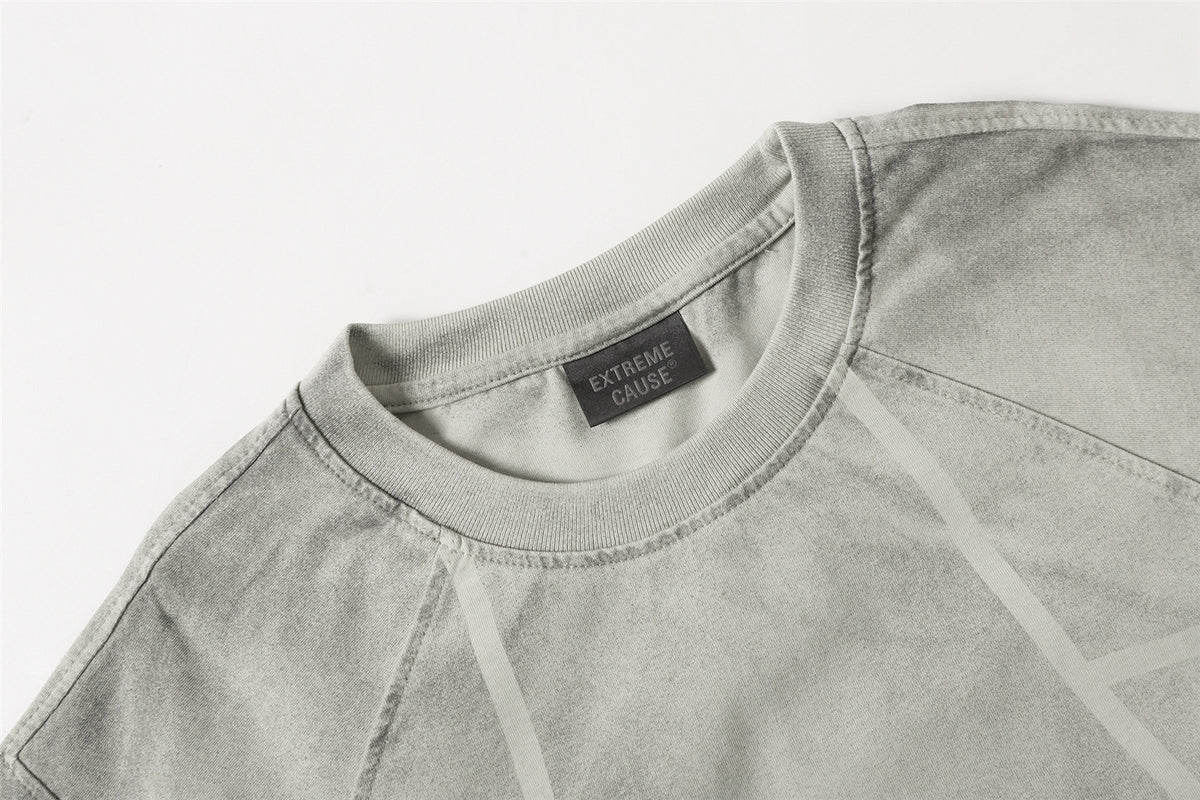 Washed Deconstructed Line Oversize Short Sleeve T-Shirt WN26901