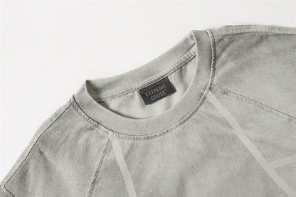 Washed Deconstructed Line Oversize Short Sleeve T-Shirt WN26901