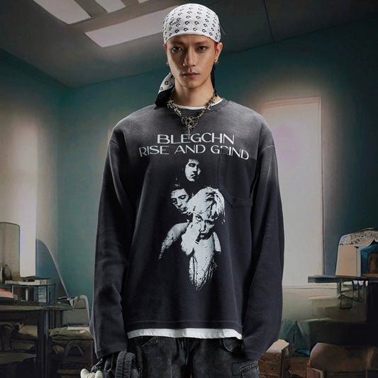 Washed Print Oversize Sweatshirt WN20568