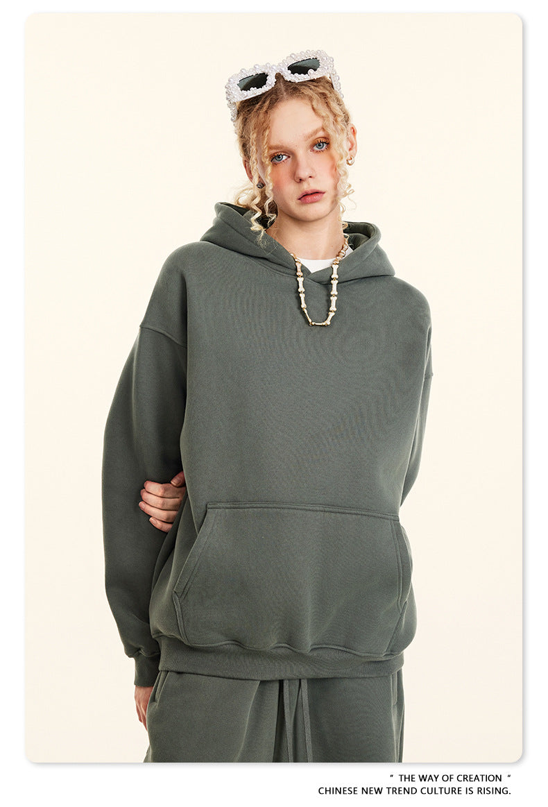 Fleece Lining Oversize Hoodie & Fleece Lining Sweatpants WN9960