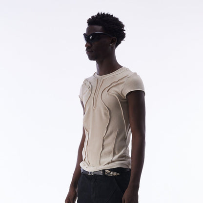 Washed Deconstruction Layered Short Sleeve T-Shirt WN25810