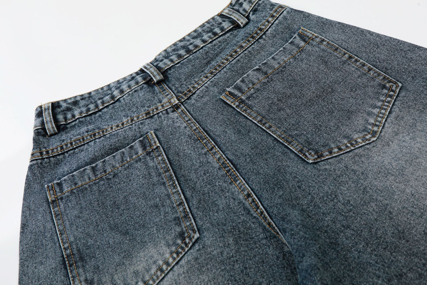 Washed Rhinestone Denim Wide Leg Half Pants WN25697