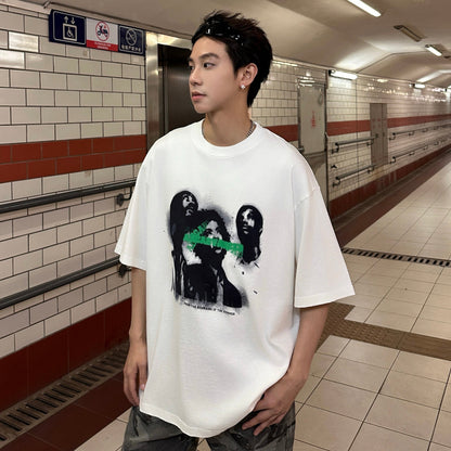 Portrait Print Oversize Short Sleeve T-Shirt WN25276