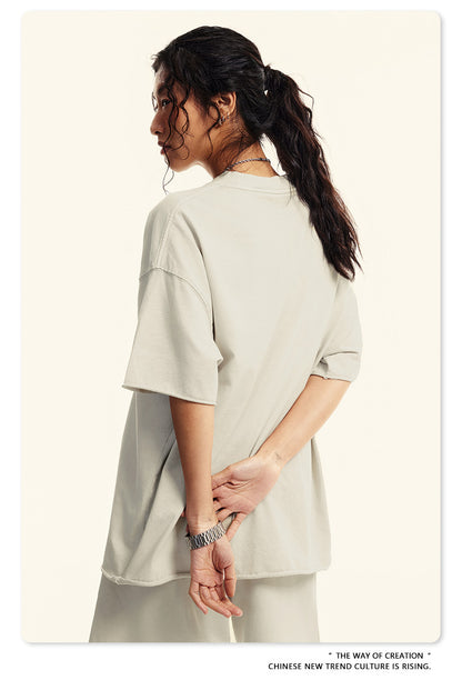 Washed Print Oversize Short-sleeve T-shirt WN6381