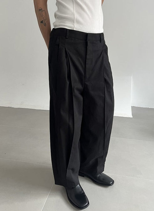 Solid Color Pleats Wide Leg Pants WN21470