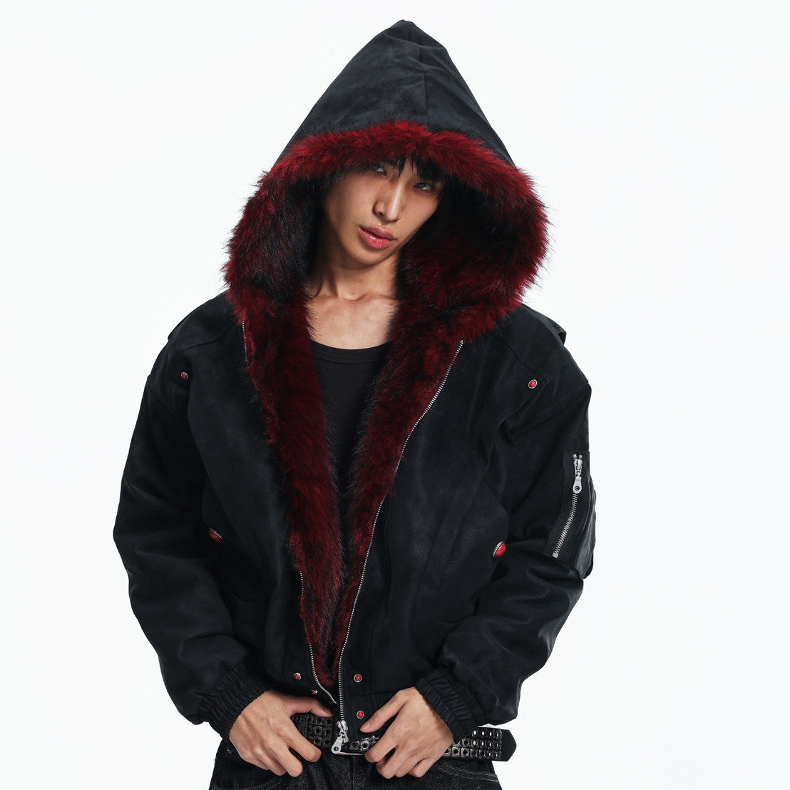 Gradient Fake Fur Hooded Puffer Jacket WN27322