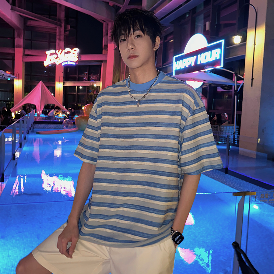 Oversize Stripe Short Sleeve T-Shirt WN25214