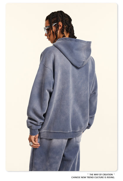 Oversize Fleece Lining Washed Pullover Hoodie WN9924