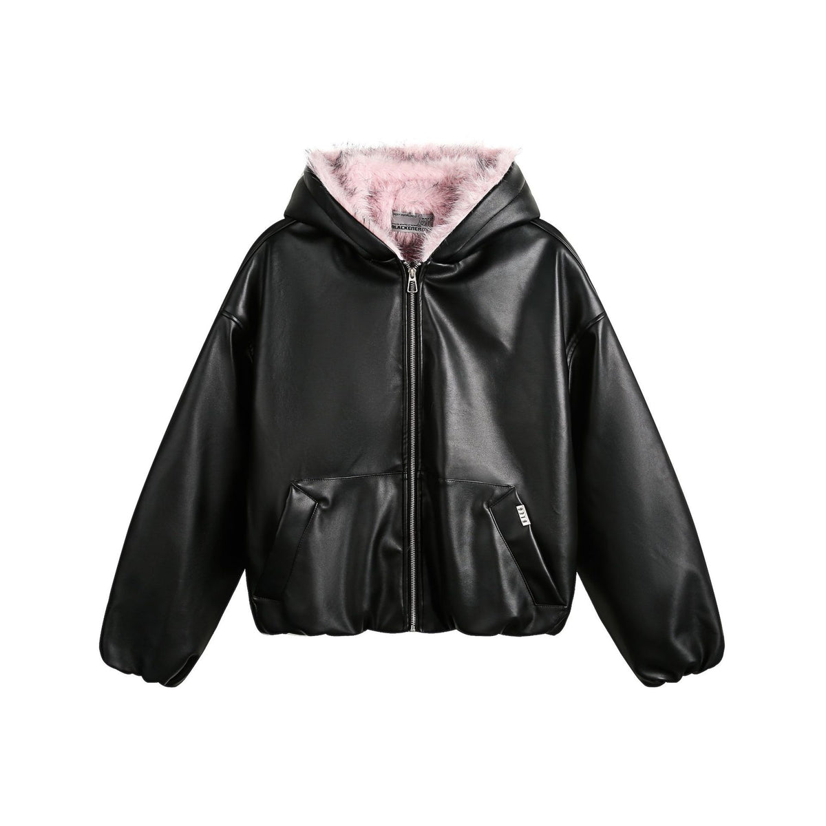Fake Fur Lining Hooded PU Leather Jacket WN28066