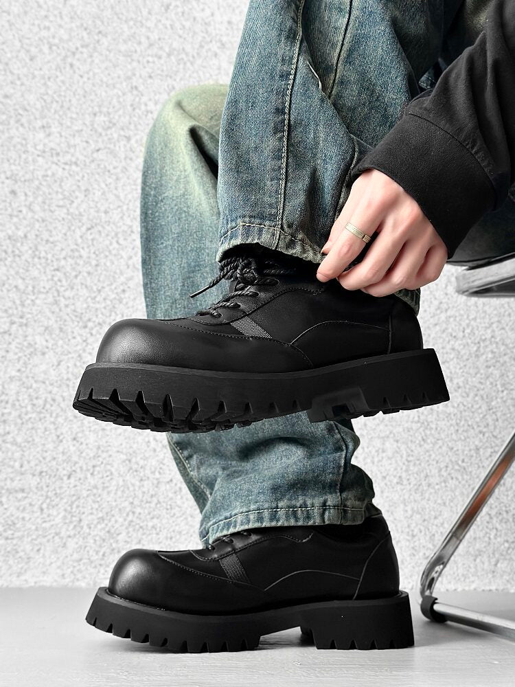 Lace Up Thick Sole PU Leather Shoes WN24505