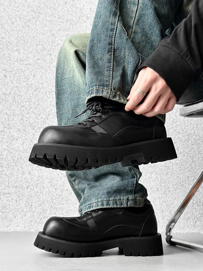 Lace Up Thick Sole PU Leather Shoes WN24505