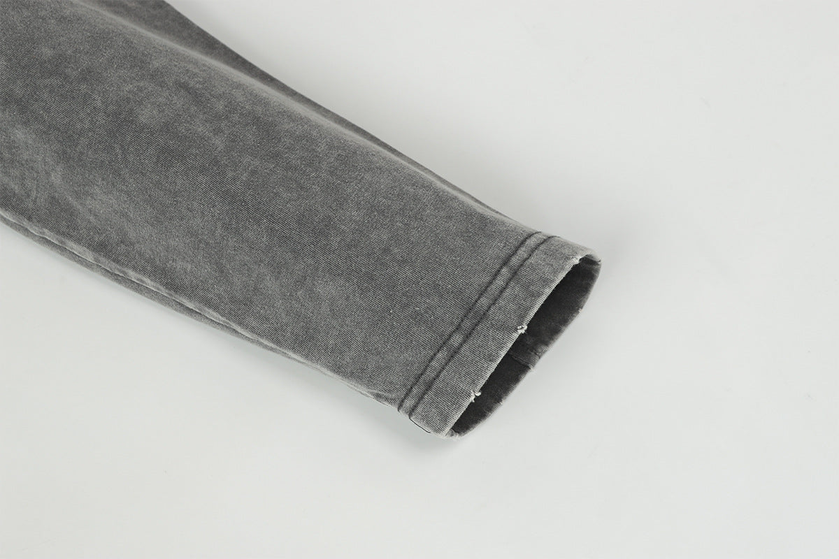 Washed Frayed Pullover Sweatshirt WN23029