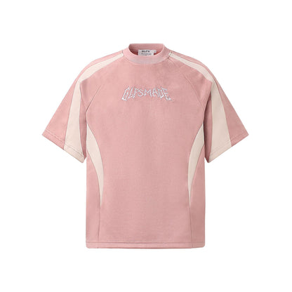 Color Block Suede Logo Short Sleeve T-Shirt WN25977