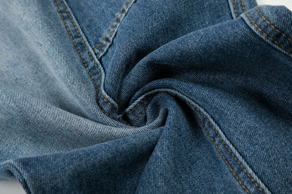 Curved Wide Leg Patchwork Denim Jeans WN25680