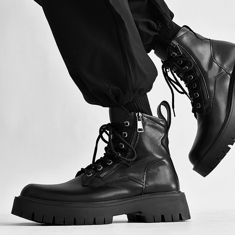 Chunky Lug Sole Platform Lace-Up Zipper Boots WN24556