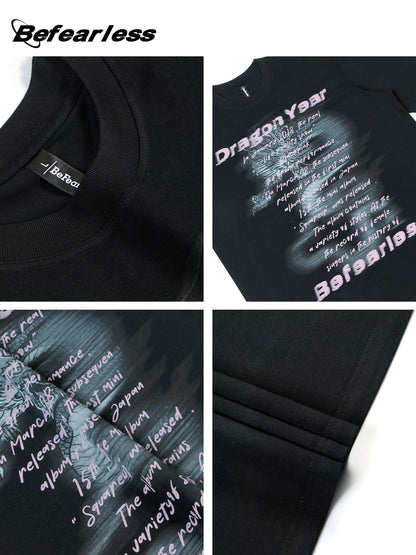 Dragon Year Graphic Letter Print Oversize Short Sleeve T-Shirt WN26391