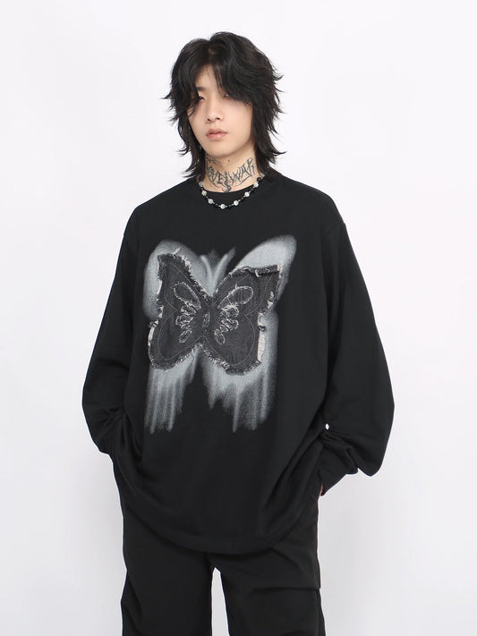 Butterfly Embroidery Long Sleeve T-shirt WN8380