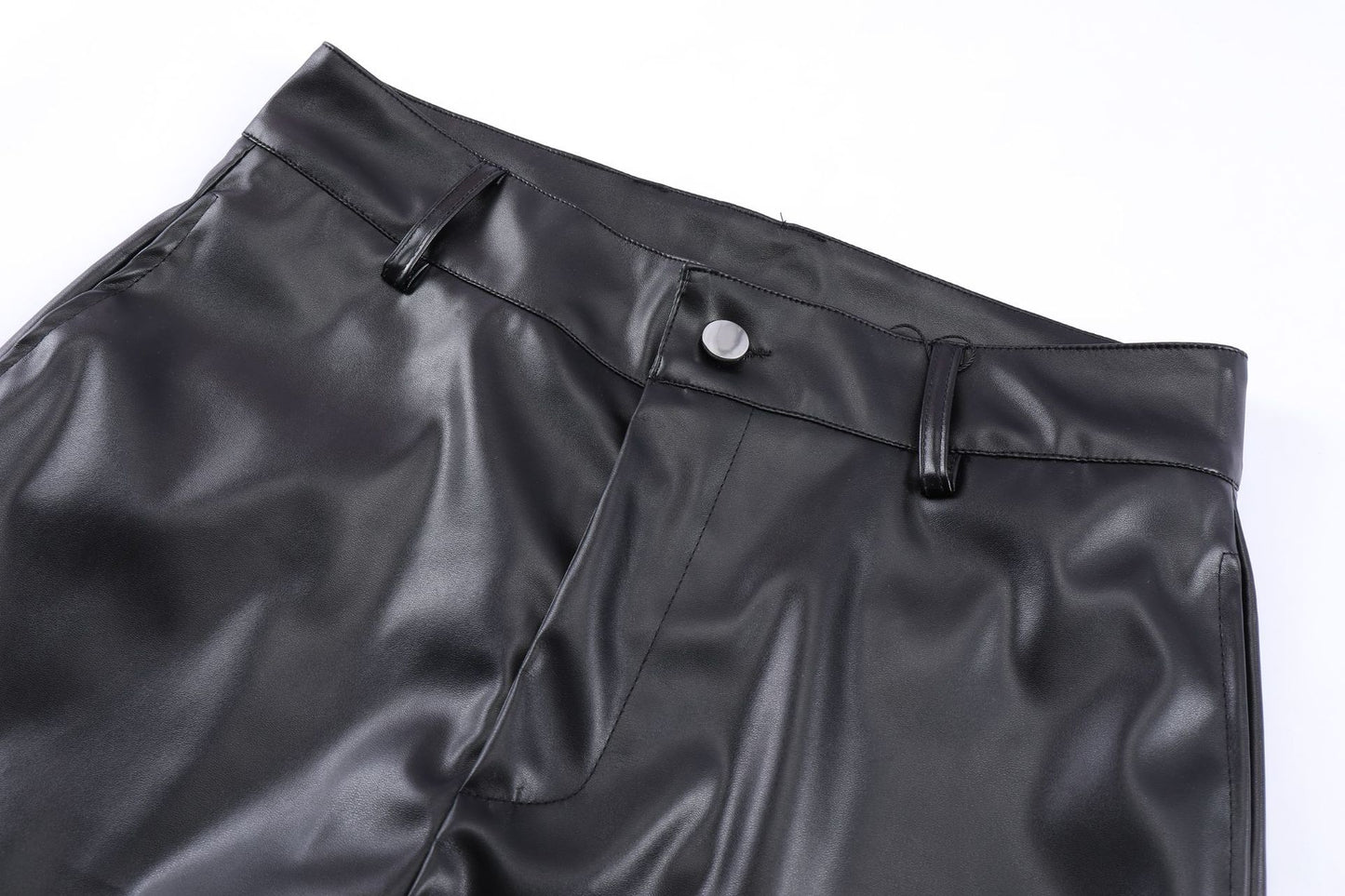 PU Leather Pleats Straight Pants WN25754
