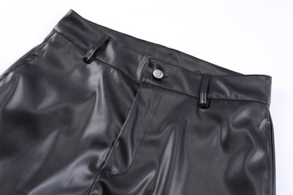 PU Leather Pleats Straight Pants WN25754