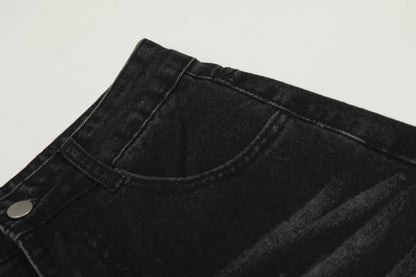 Washed Studs Detail Wide Leg Denim Jeans WN25403