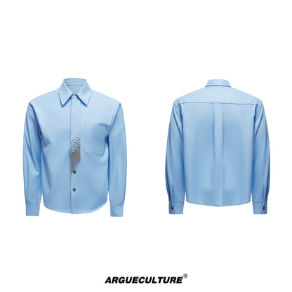Plain Color Long Sleeve Shirt & Tie WN20536