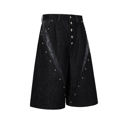 Python Pattern Rivet Denim Half Pants WN25746