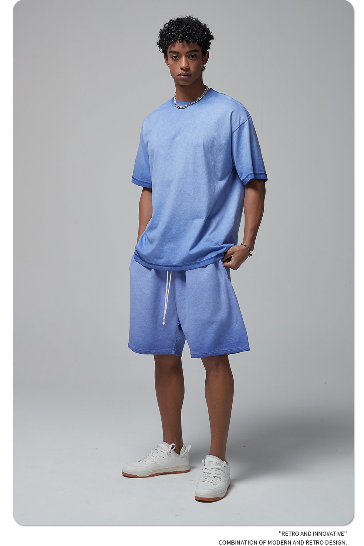 Vintage Dyed Oversize Short-sleeve T-shirt & Vintage Dyed Short Sweatpants Setup WN6642