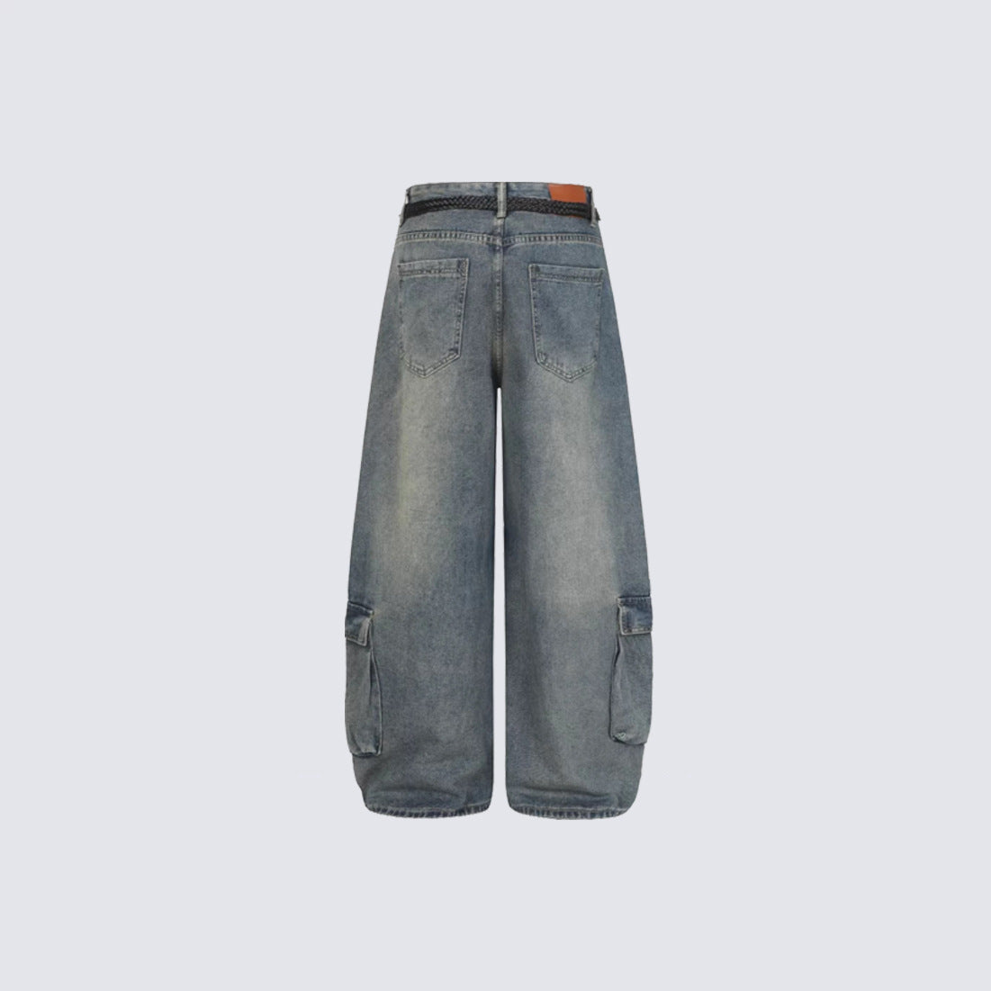 Cargo Pocket Wide Leg Denim Jeans WN27961