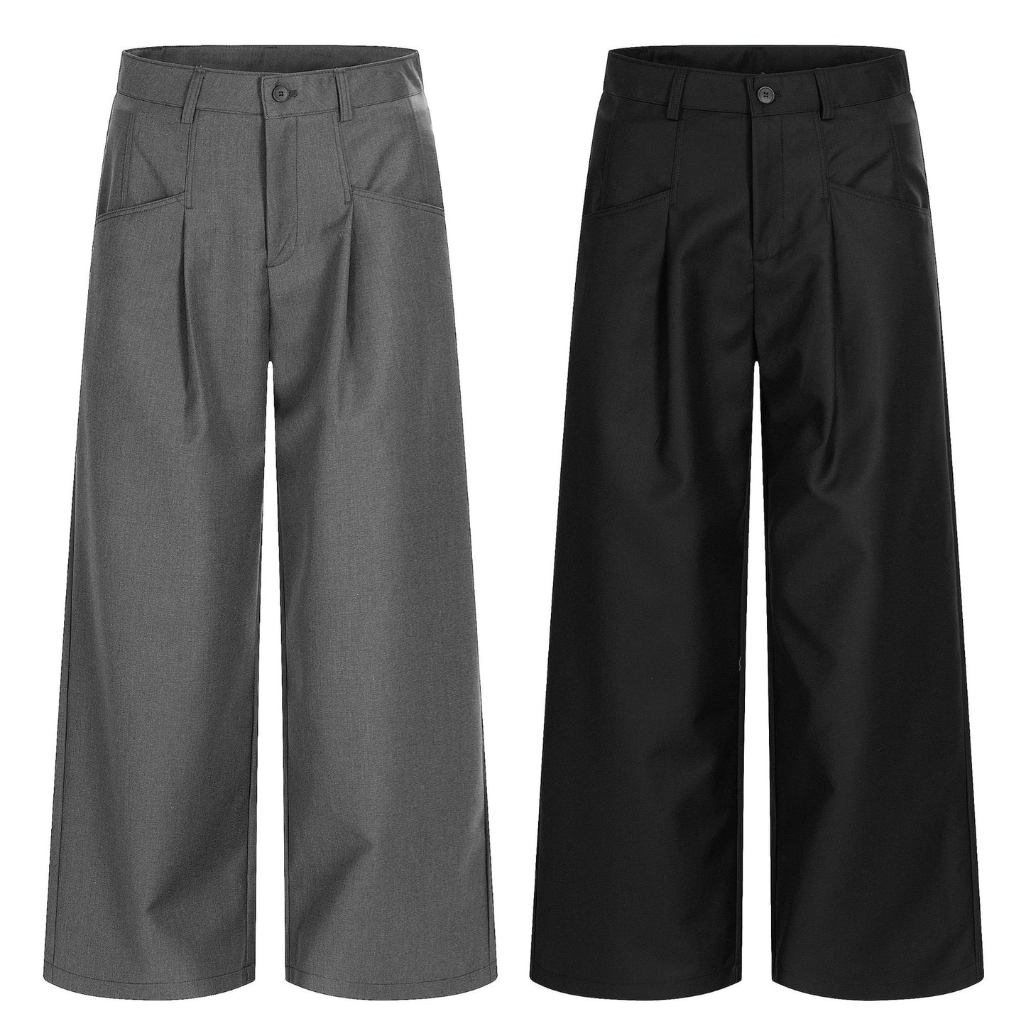 Deconstruction Pleats Draped Wide Leg Trousers WN25894