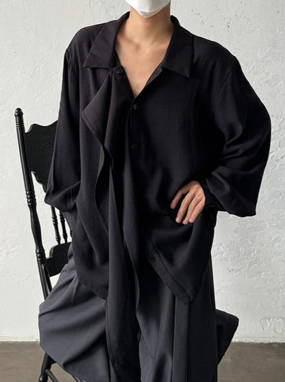 Ribbon Design Linen Long Sleeve Shirt WN20013